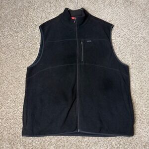 IZOD Mens Fleece Vest Black Full Zip Mock Neck Sleeveless Jacket XXL